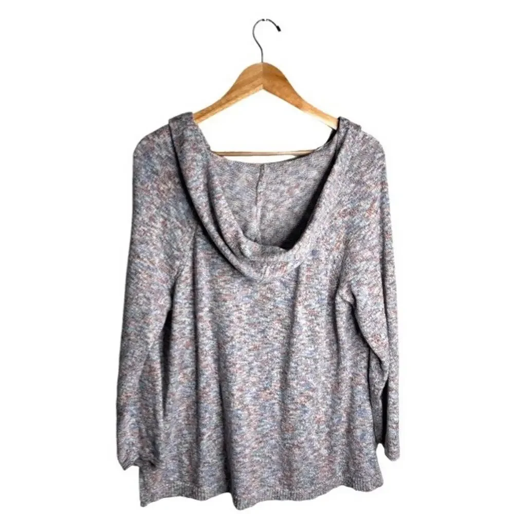 J Jill Hooded Sweater Marled Multicolored Size XLP Tunic Length Cotton Acrylic